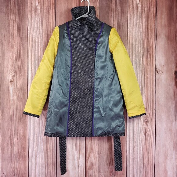 NWT J Crew Collection Womens 4 Black Label Gunmetal Metallic Jacquard Pea Coat - Picture 7 of 15